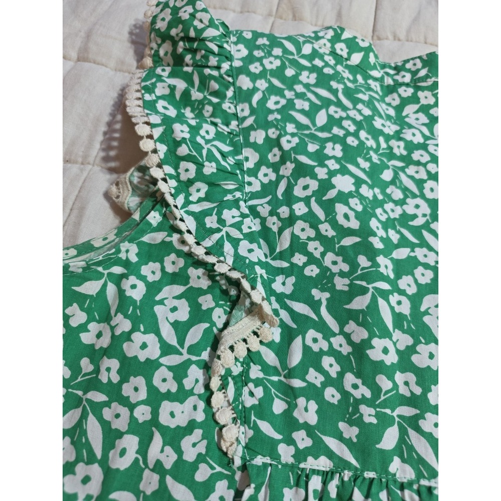 THML Classic 100% Cotton Trish Dress‎ Women's Size S Green/White Embroidered - Picture 10 of 10